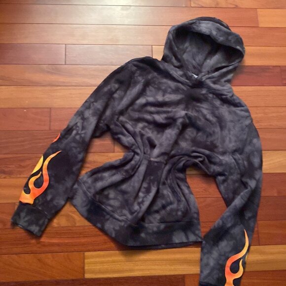 Hot Topic Tie Dye Black Flame Hoodie size Medium - Picture 4 of 8